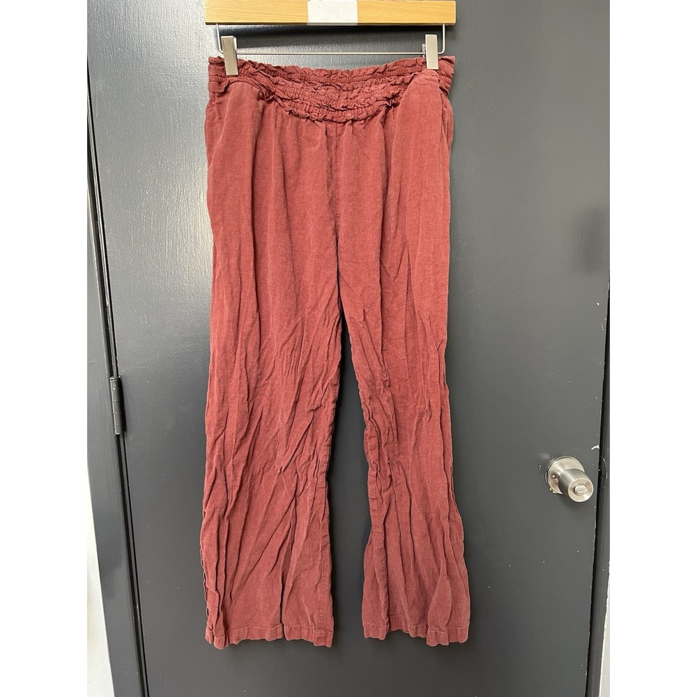 Anthropologie Women Red Linen Blend Slip-on Pants Size S